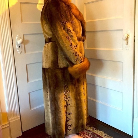 Saga Mink Sobol Saga furs Luxury Long coat with Sobol on collar & wrist high Qul - Picture 11 of 16